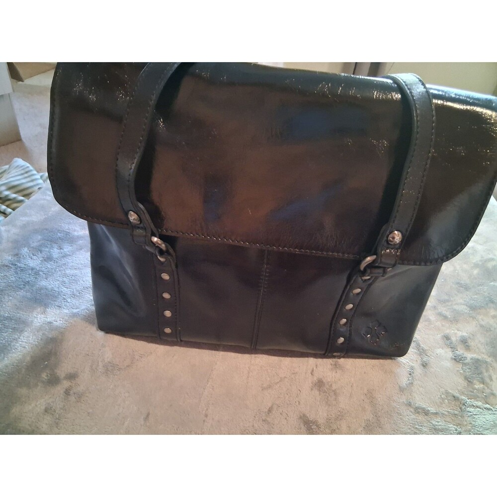 Patricia Nash Benvenuto Tote Zip  Large Studded Leather Bag  Black Worn Once '